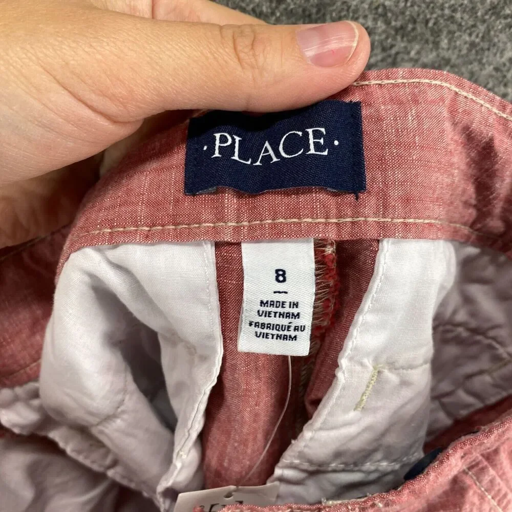 New The Children's Place Shorts Boys 8 Pink Bermuda Pockets Cotton Pockets